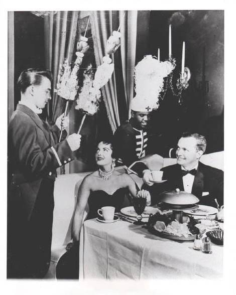 PUMP ROOM RESTAURANT - TABLESIDE WITH FLAMING SKEWERS - B AND W - 1960