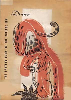 COLLEGE INN RESTAURANT - THE PANTHER ROOM - MENU COVER - 1942