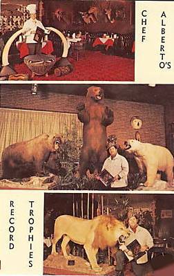 CHEF ALBERTO'S RESTAURANT - 3001 WEST PETERSON - 3 IMAGES WITH BIG GAME TROPHIES - 1965