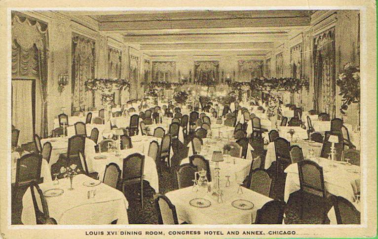 CONGRESS HOTEL - LOUIS XIV DINING ROOM - c1910