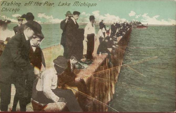 FISHING OFF THE PIER - PRE-1910