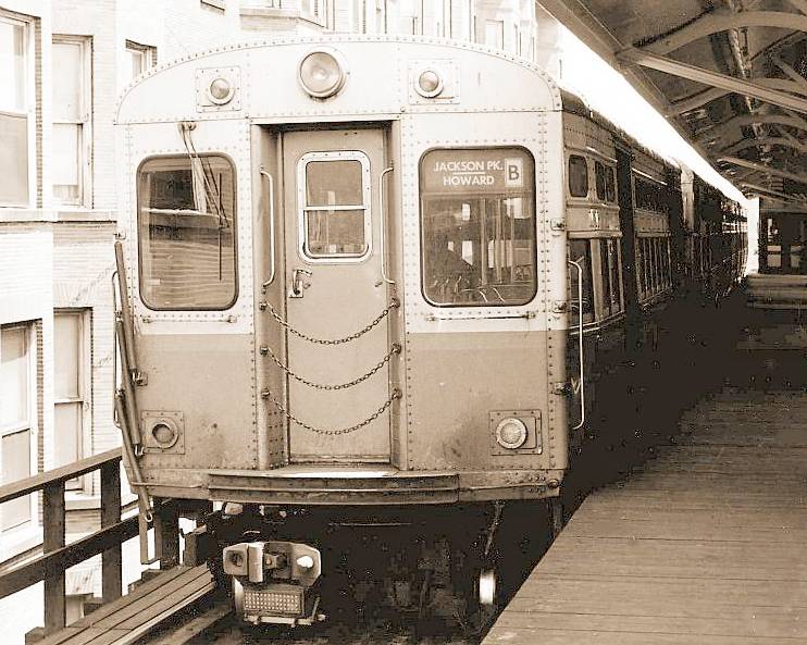 PHOTO - CHICAGO - TRAIN - CTA - B-TRAIN AT JACKSON PARK STATION - 1961