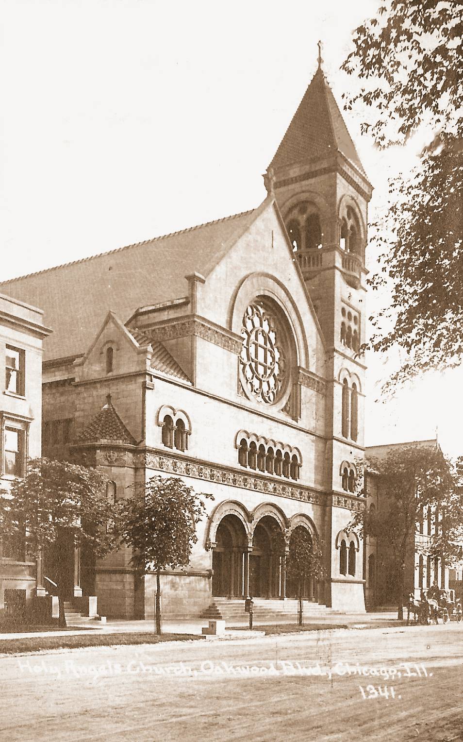 POSTCARD - CHICAGO - HOLY ANGELS CHURCH - OAKWOOD BLVD - 1912
