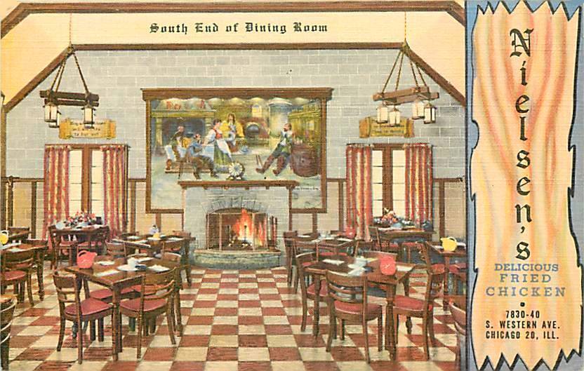 POSTCARD - CHICAGO - NIELEN'S RESTAURANT - 7830 S WESTERN - S END OF DINING ROOM - NICE VERSION