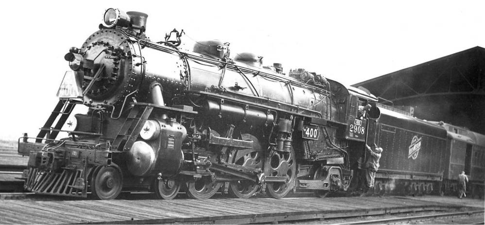 PHOTO - CHICAGO - TRAIN - CHICAGO AND NORTH WESTERN - STEAM ENGINE 2908 AND TENDER FOR THE 400