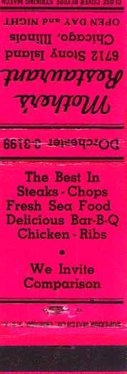 MATCHBOOK - CHICAGO - MOTHER'S RESTAURANT - 6712 STONY ISLAND - OPEN DAY AND NIGHT