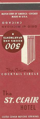 MATCHBOOK - CHICAGO - ST CLAIR HOTEL - OHIO AT MICHIGAN - COCKTAIL CIRCLE