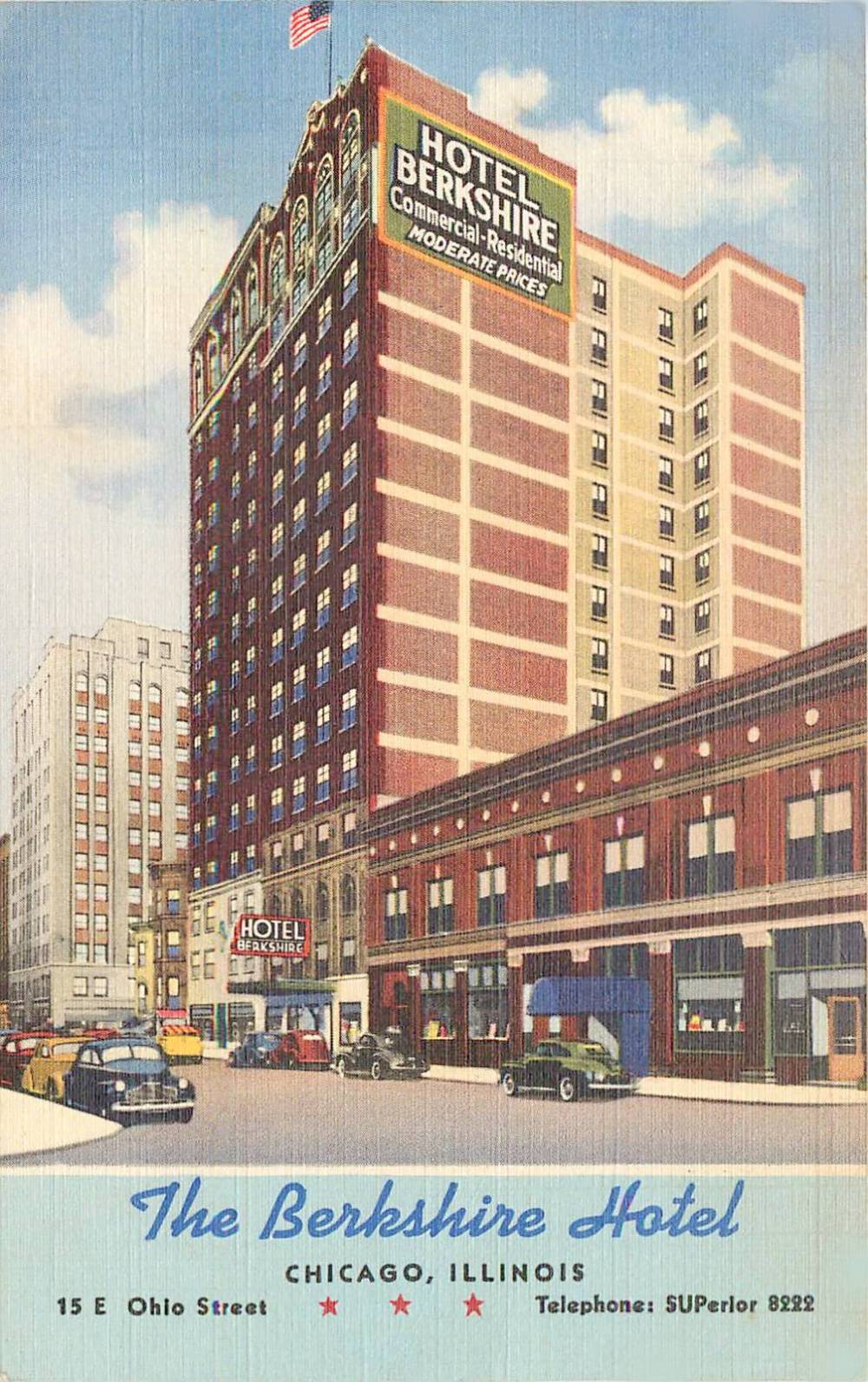 POSTCARD - CHICAGO - THE BERKSHIRE HOTEL - 15 E OHIO - NICE VERSION - 1943