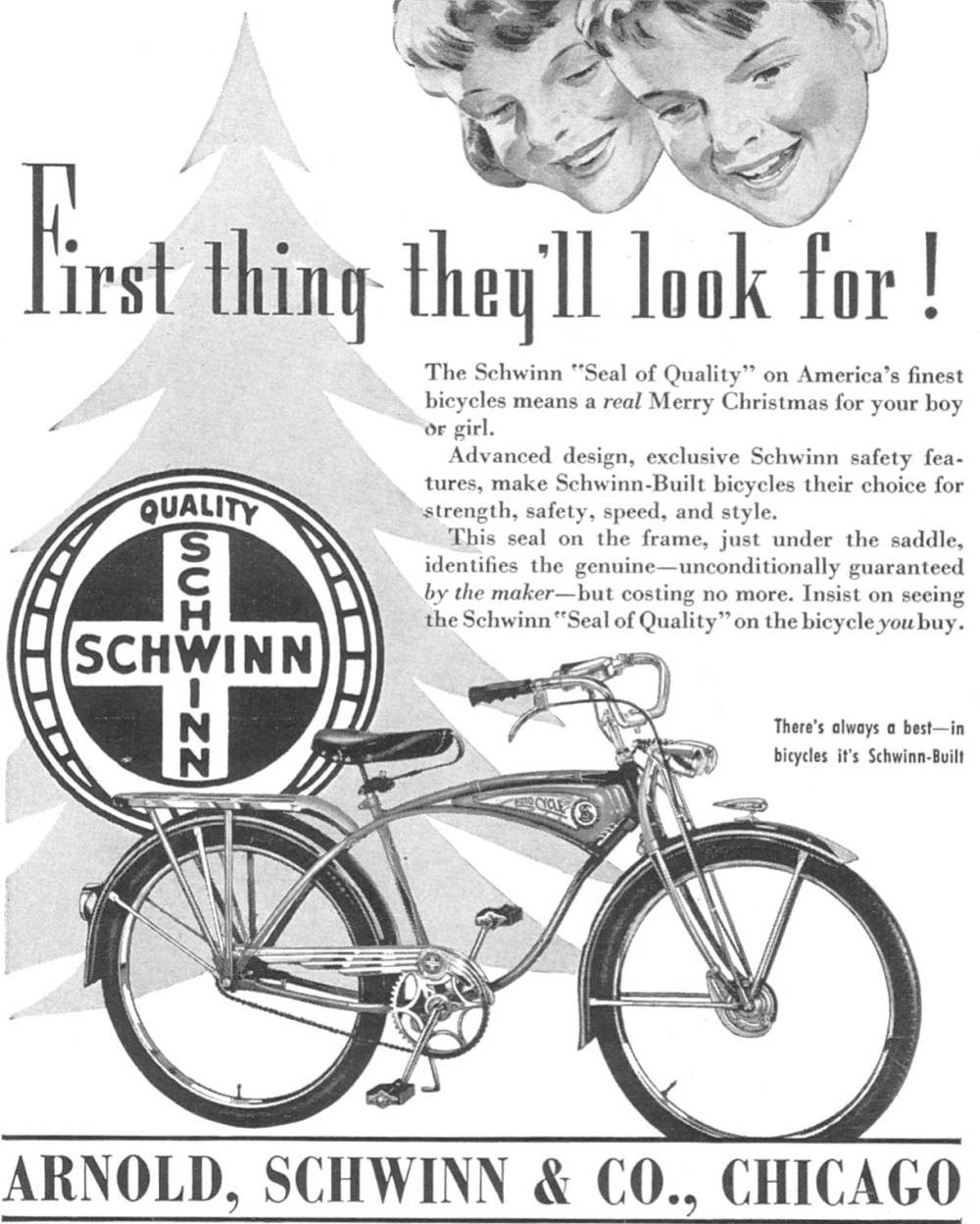 AD - CHICAGO - ARNOLD, SCHWINN AND COMPANY - SCHWINN BICYCLE FOR CHRISTMAS - 1939