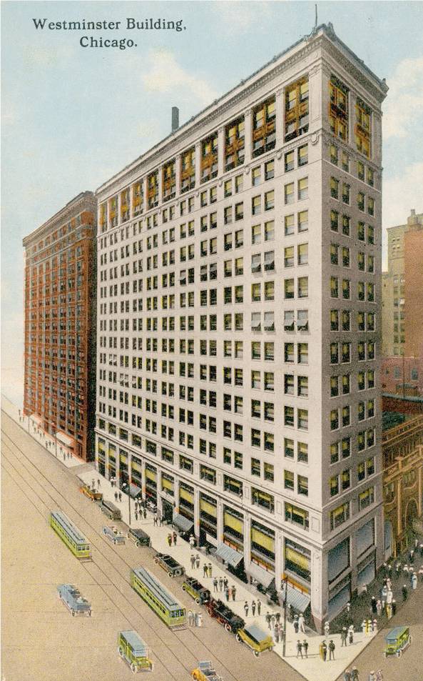 POSTCARD - CHICAGO - WESTMINSTER BUILDING - 110 S DEARBORN - 1916