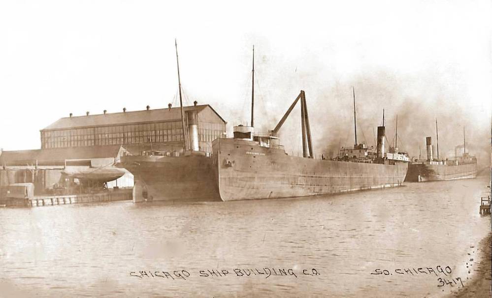 POSTCARD - CHICAGO - CHICAGO SHIP BUILDING COMPANY - SOUTH CHICAGO - 1910