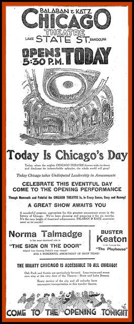 AD - CHICAGO - CHICAGO THEATRE - GRAND OPENING - 1921