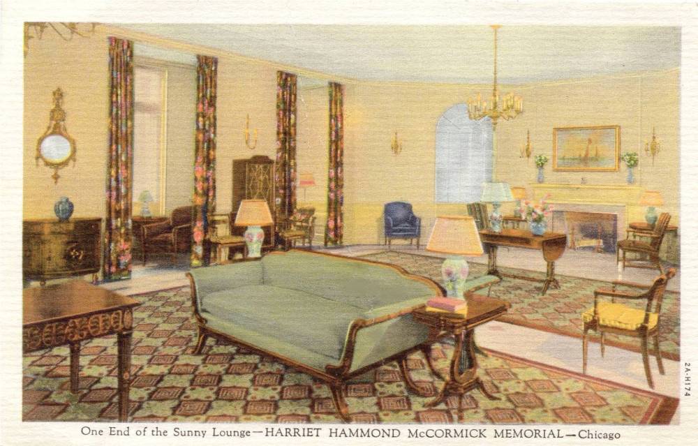 POSTCARD - CHICAGO - YMCA RESIDENCE - 1001 N DEARBORN - HARRIET HAMMOND MCCORMICK MEMORIAL - A HOME OF CHARM FOR A DAY OR A YEAR - 1932