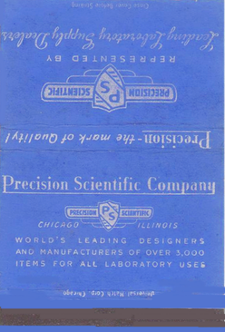MATCHBOOK - CHICAGO - PRECISION SCIENTIFIC COMPANY - LABORATORY EQUIPMENT