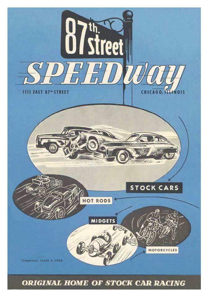 POSTER - CHICAGO - 87TH STREET SPEEDWAY - 1111 E 87TH - STOCK CARS - 1952