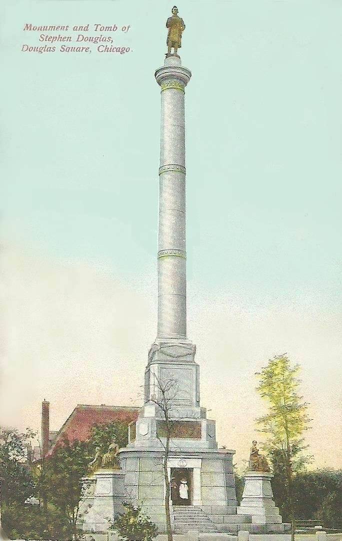 POSTCARD - CHICAGO - DOUGLAS SQUARE -  MONUMENT AND TOMB OF STEPHEN DOUGLAS - 1910s