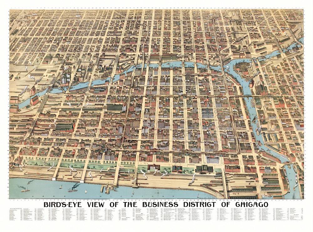 MAP - CHICAGO - BUSINESS DISTRICT - PROJECTIONS - 1898