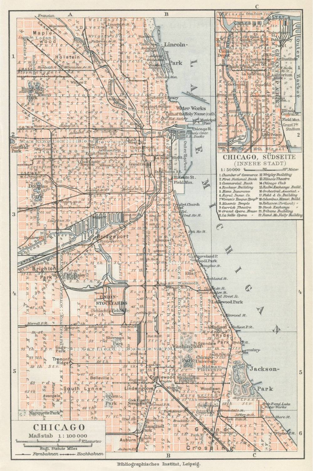 MAP - CHICAGO - MADE IN GERMANY - 1890