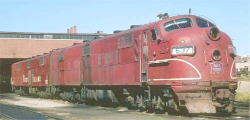 PHOTO - CHICAGO - TRAIN - ROCK ISLAND - DIESEL ENGINE 637 - 1969