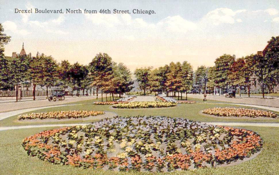 POSTCARD - CHICAGO - DREXEL BLVD - N FROM 46TH - TINTED - c1910