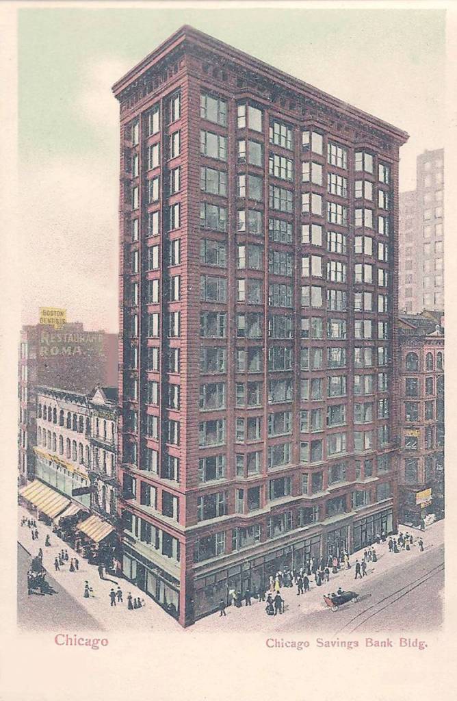 POSTCARD - CHICAGO - CHICAGO SAVINGS BANK BUILDING - 7 W MADISON - c1910