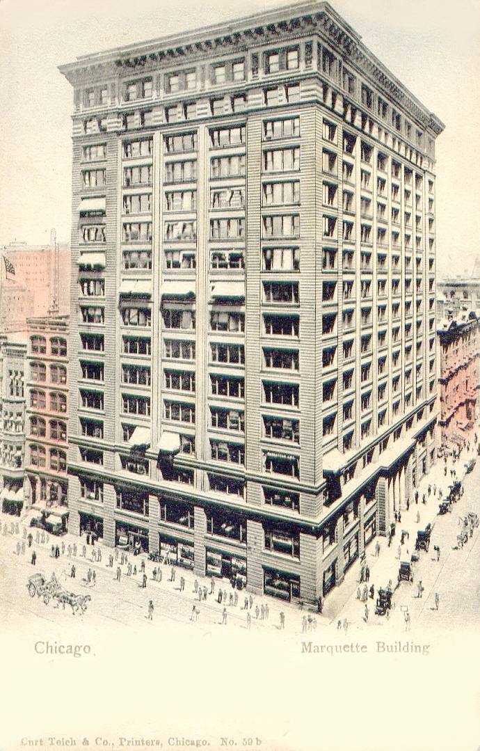 POSTCARD - CHICAGO - MARQUETTE BUILDING - TINTED - 1909