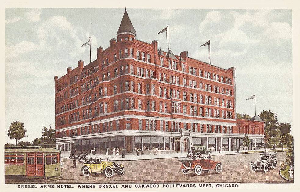 POSTCARD - CHICAGO - DREXEL ARMS HOTEL - DREXEL AND OAKWOOD - TINTED - c1920